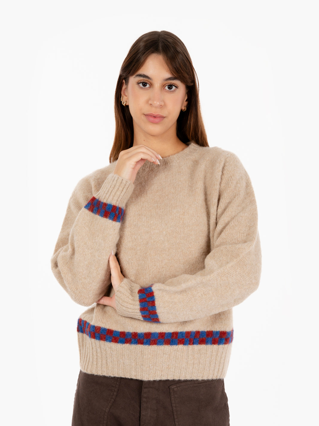 Jets Checker Sweater Ecru