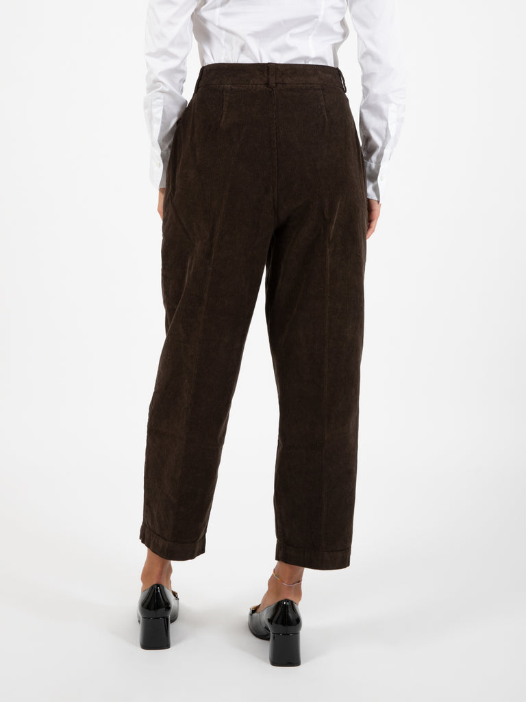 YMC - Pantalone baloon in velluto a coste marrone