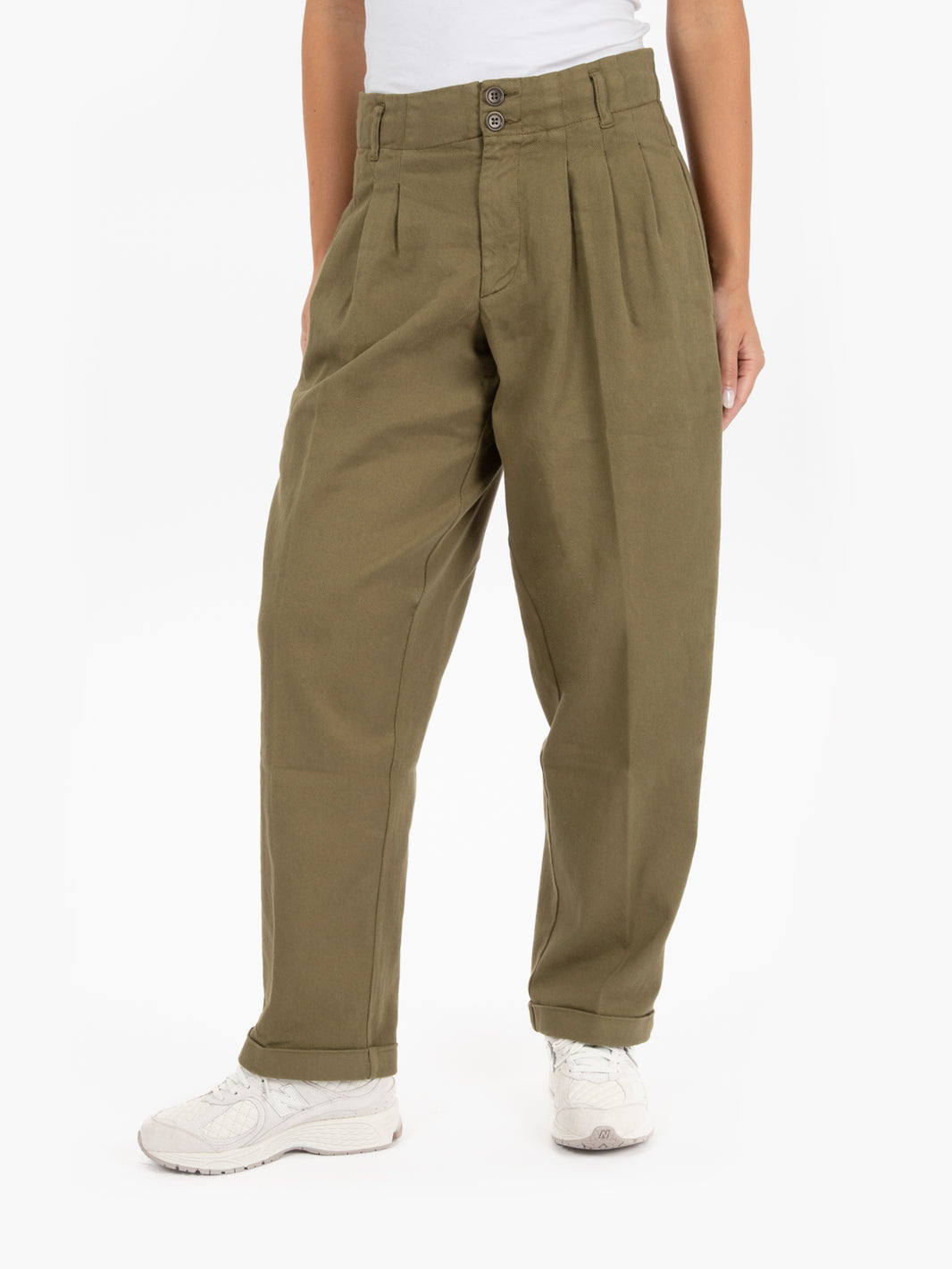 Pantaloni Keaton a vita alta verdi