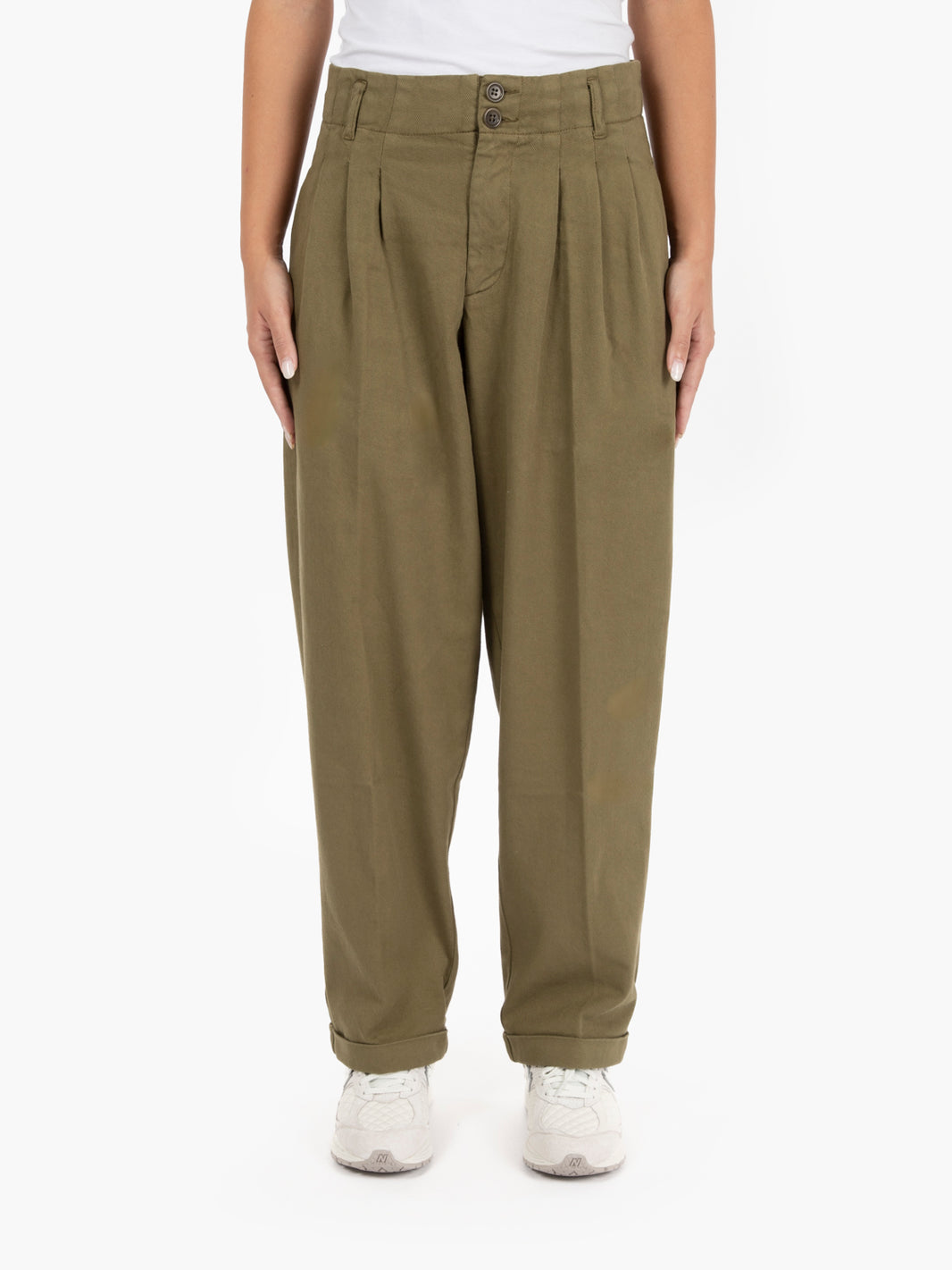 Pantaloni Keaton a vita alta verdi