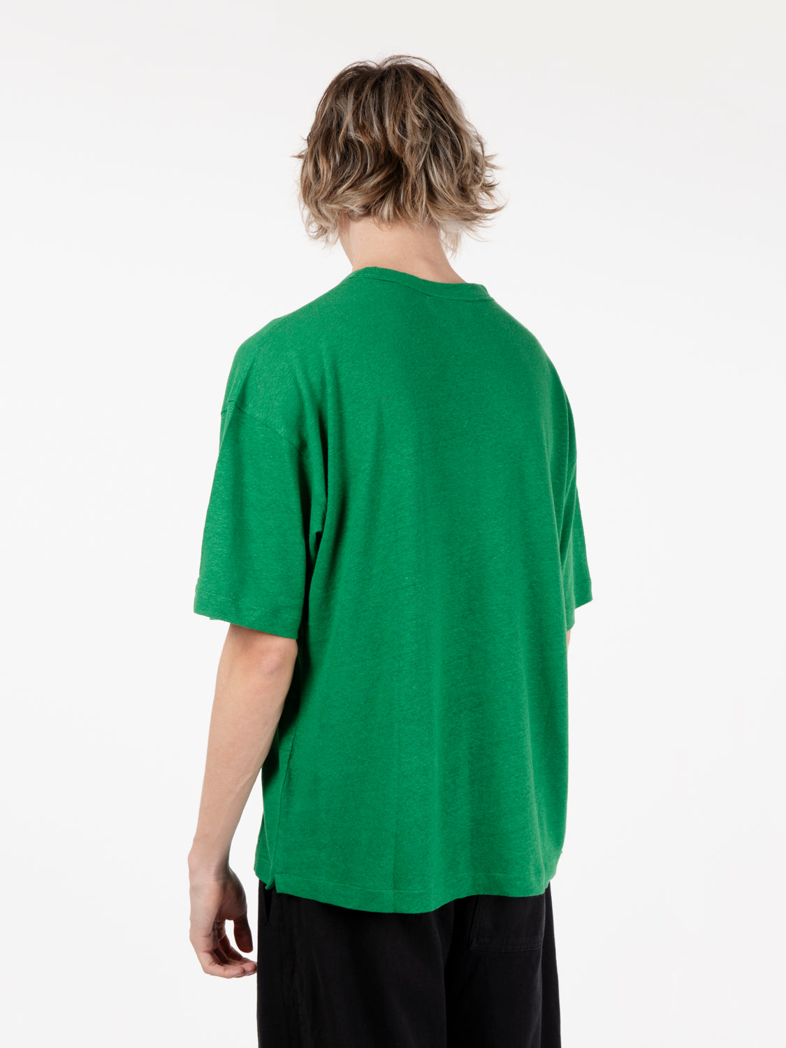 Green linen and cotton T-shirt