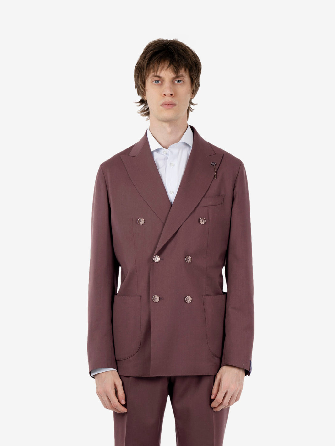 Burgundy double-breasted suit