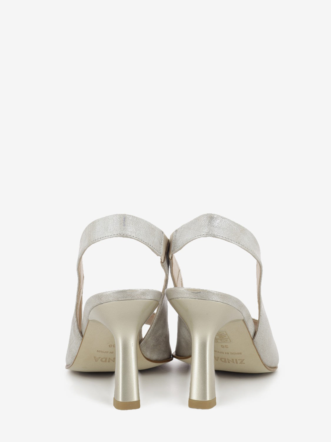 Sandali in pelle con tacco champagne
