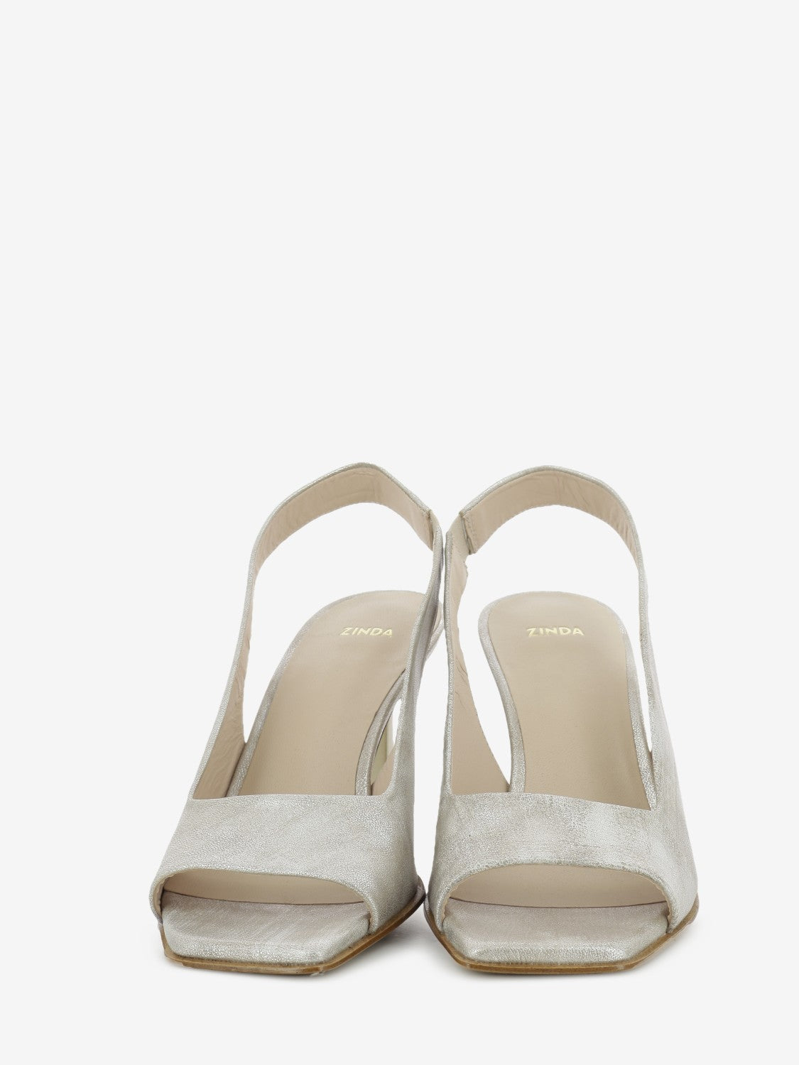 Sandali in pelle con tacco champagne