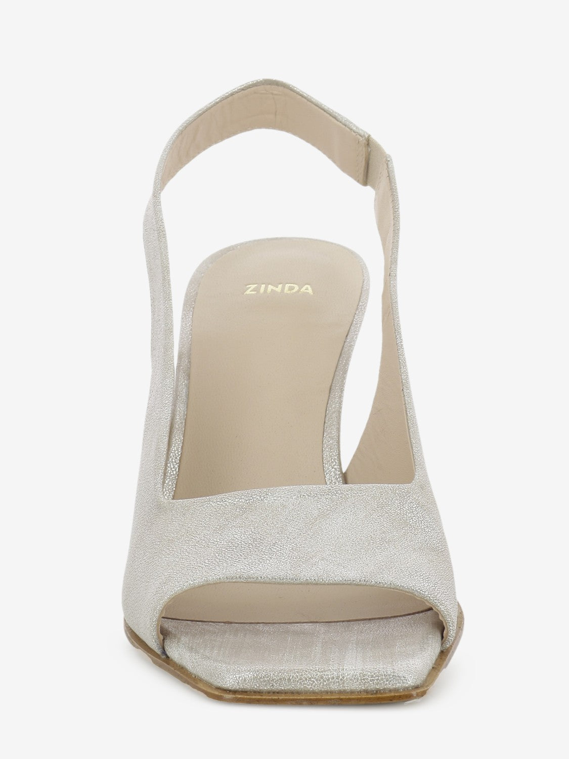 Sandali in pelle con tacco champagne