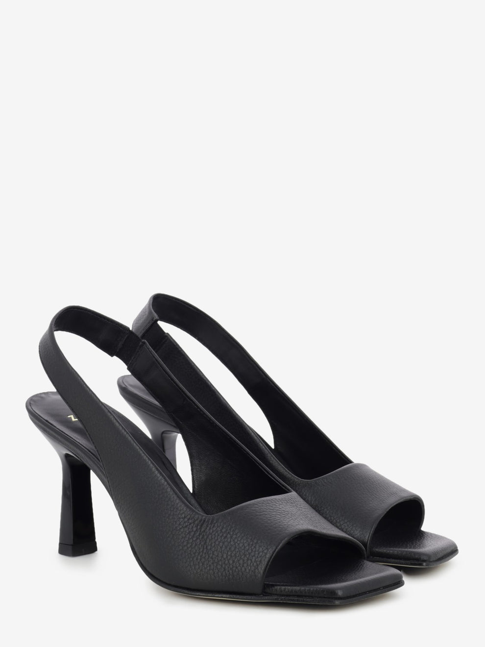 Sandali in pelle con tacco nero