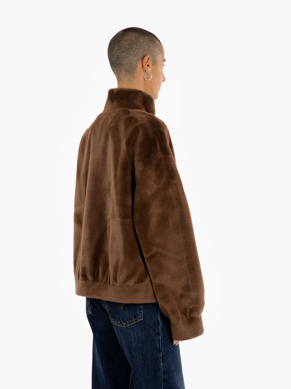 Bomber jacket in dark faux fur