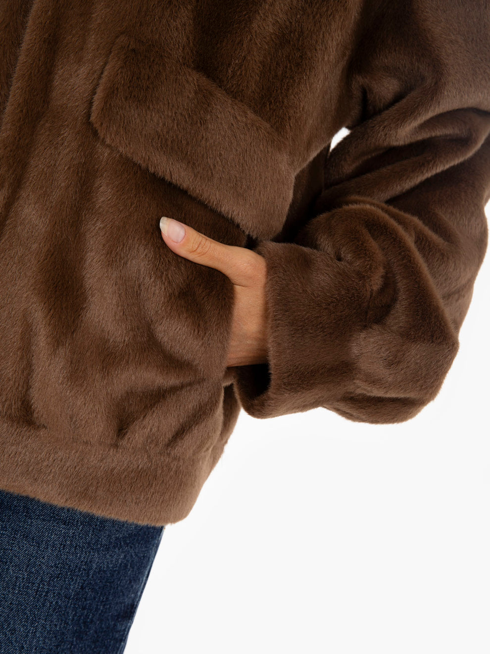 Bomber jacket in dark faux fur