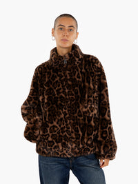 Spotted faux fur bomber jacket