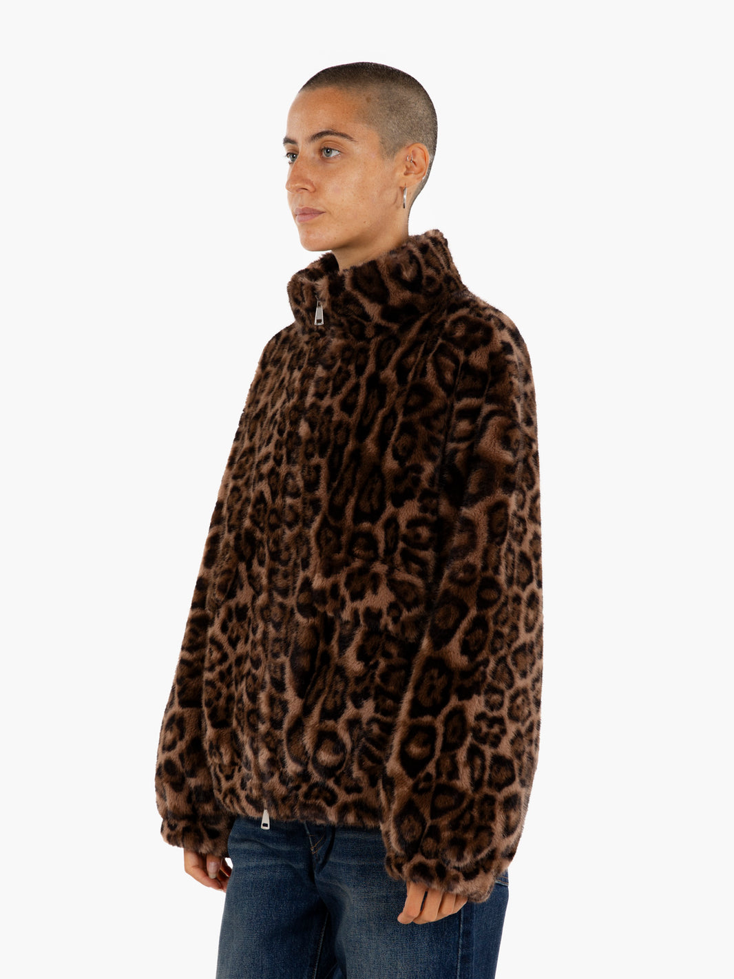 Spotted faux fur bomber jacket