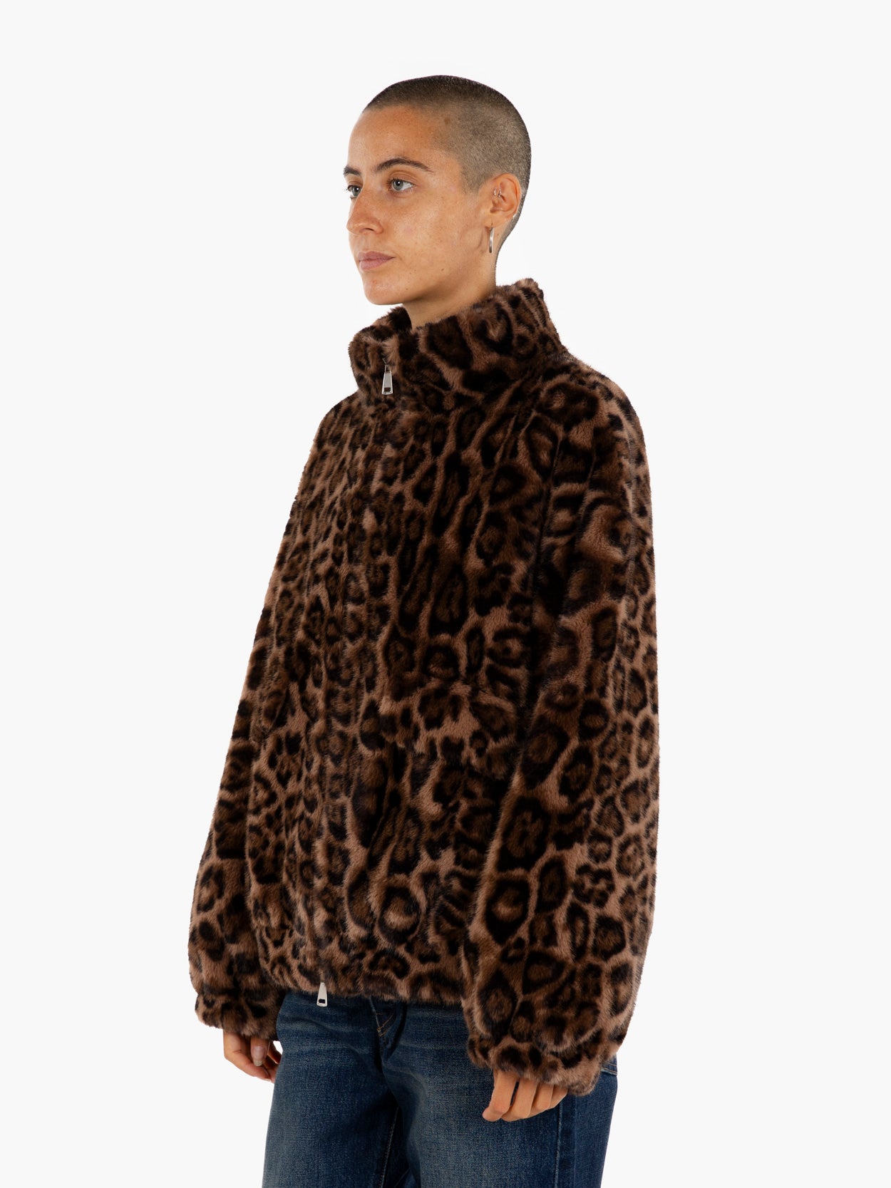 Spotted faux fur bomber jacket