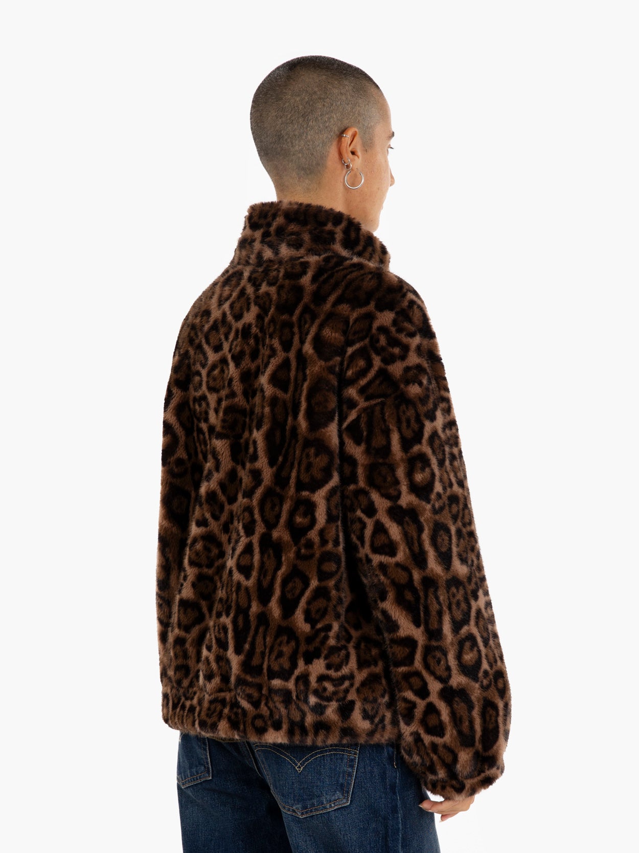 Spotted faux fur bomber jacket