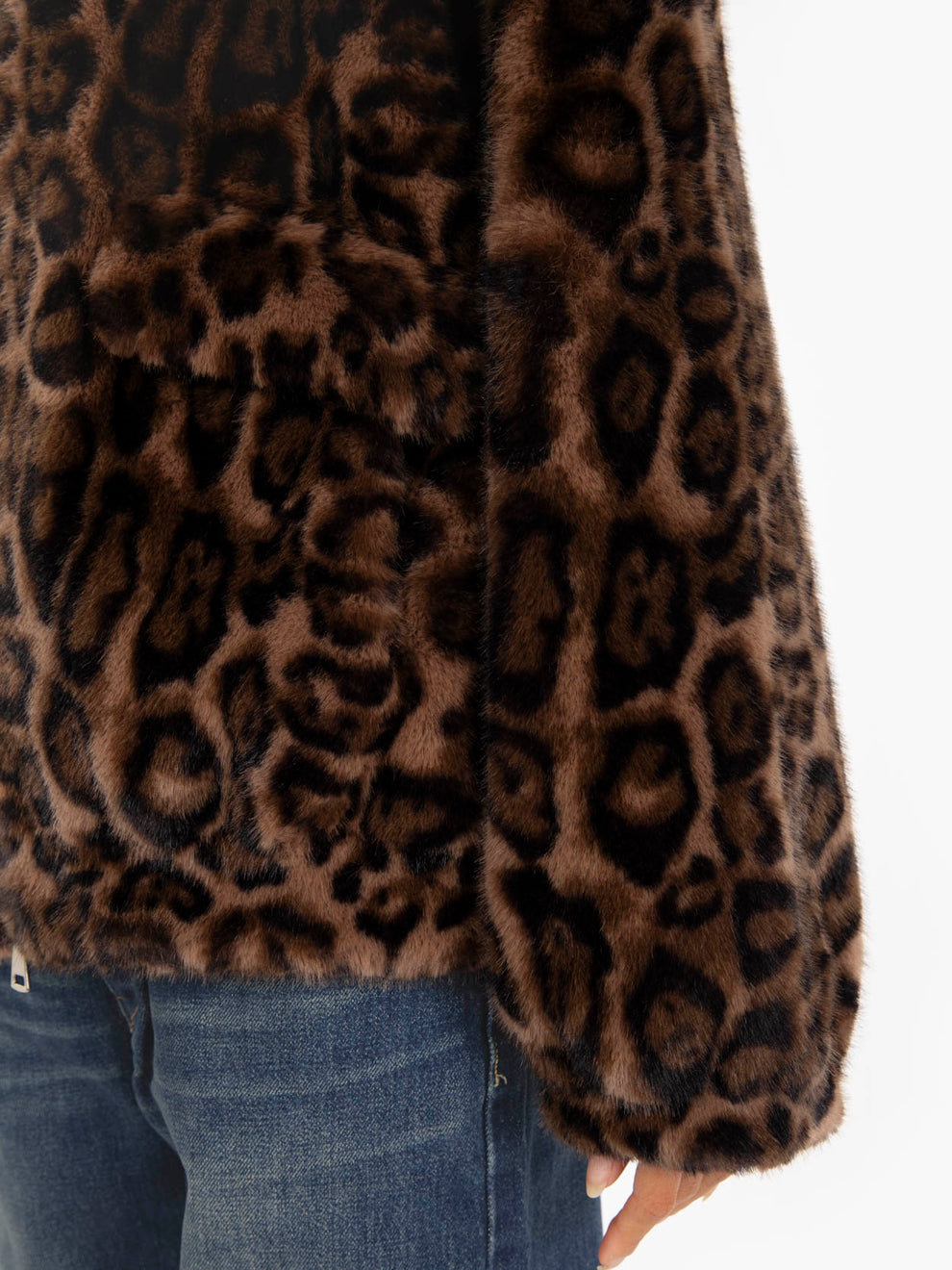 Spotted faux fur bomber jacket