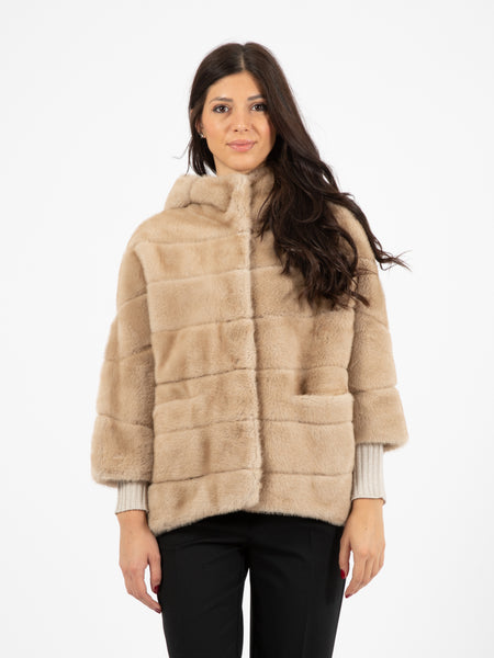 Cappa con cappuccio palomino / beige