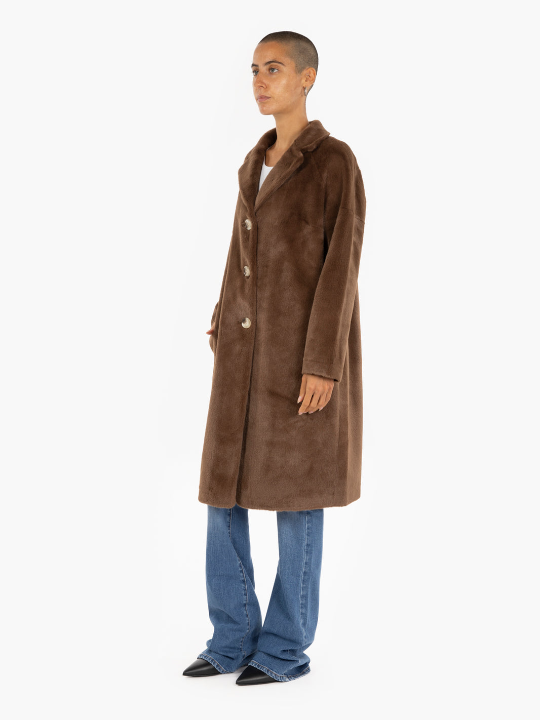 Dark brown faux fur coat