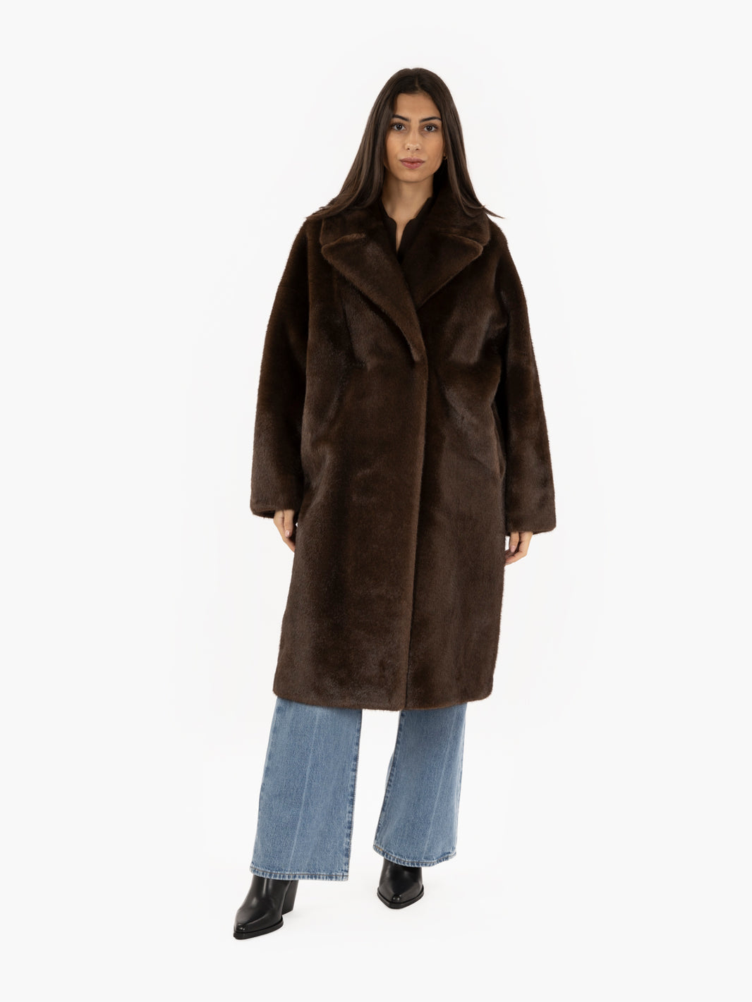Dark brown faux fur coat