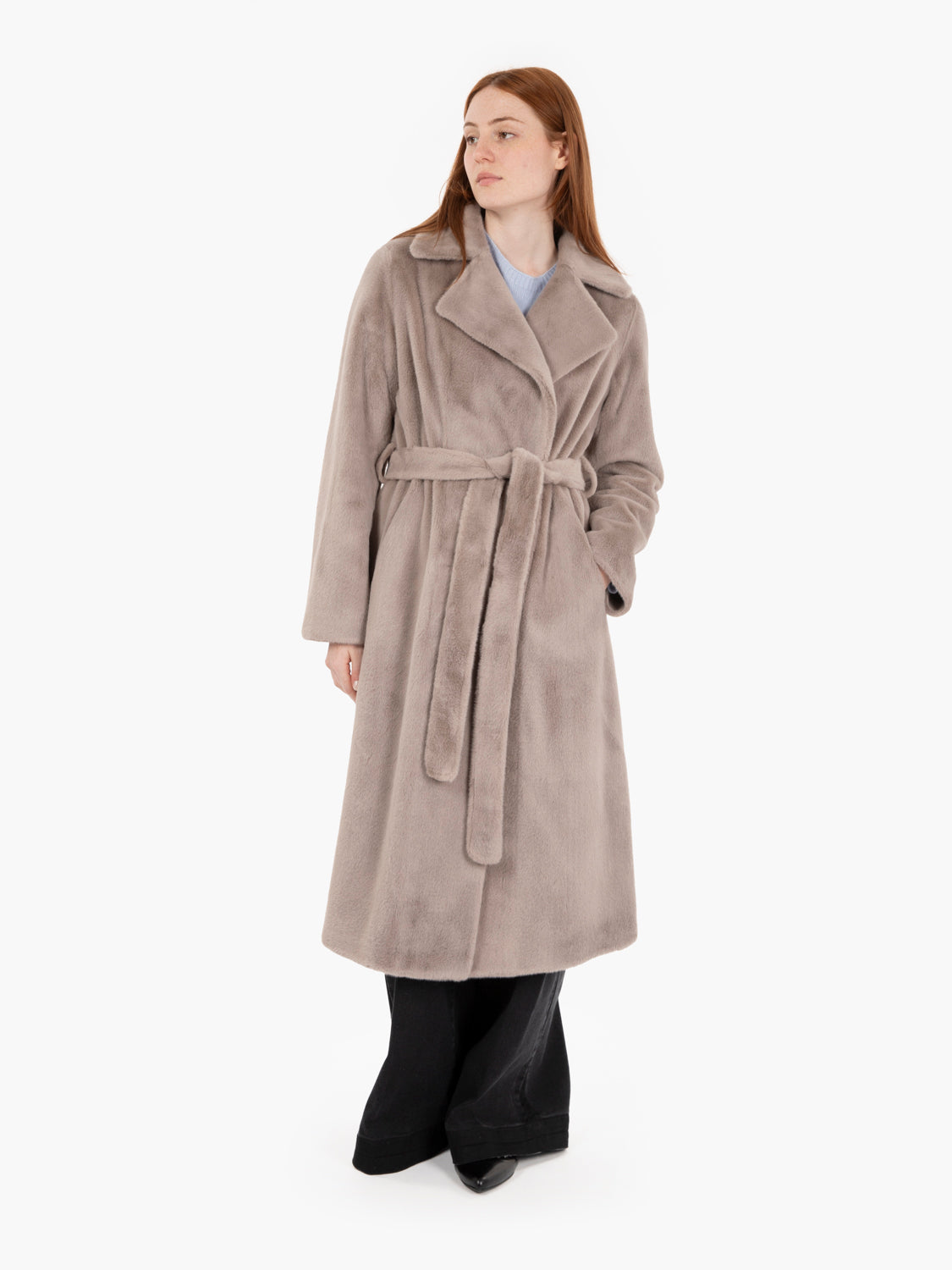 Cappotto lungo con fusciacca Mimi grigio
