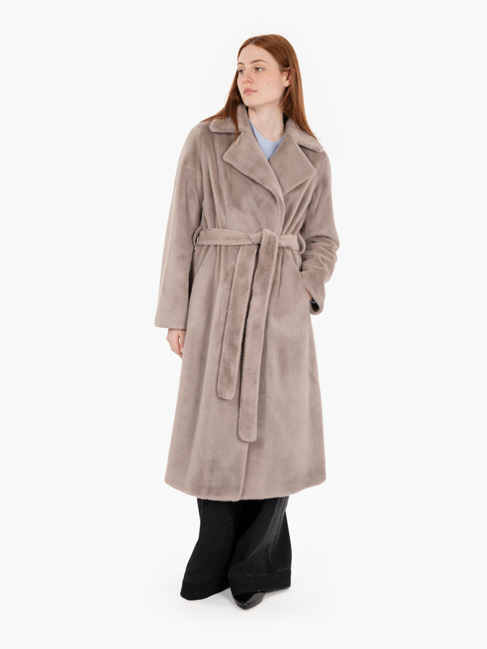 Cappotto lungo con fusciacca Mimi grigio
