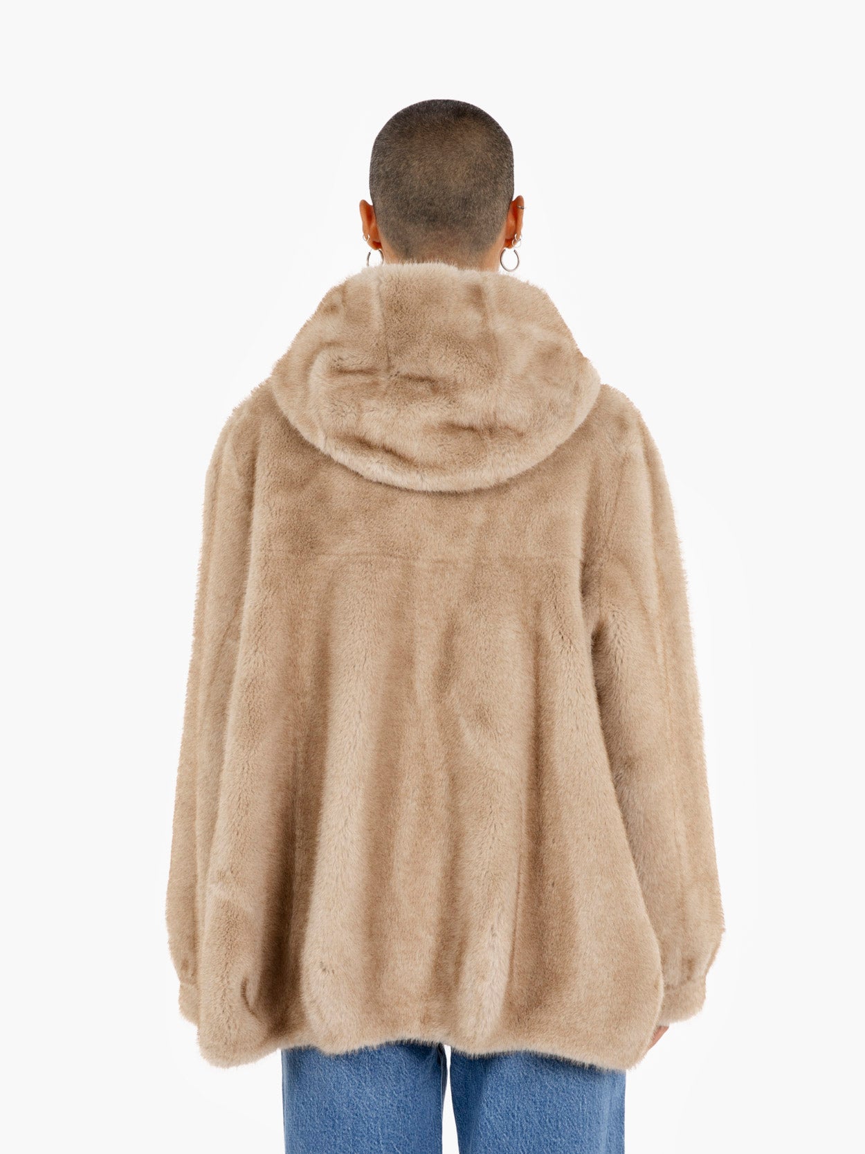 Ecopelliccia con cappuccio beige