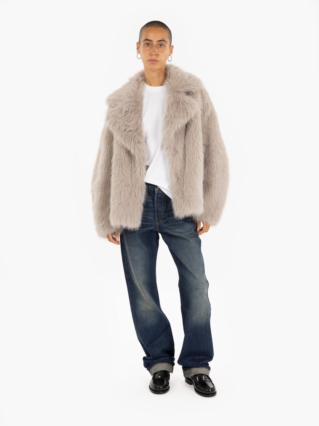 Short beige eco fur