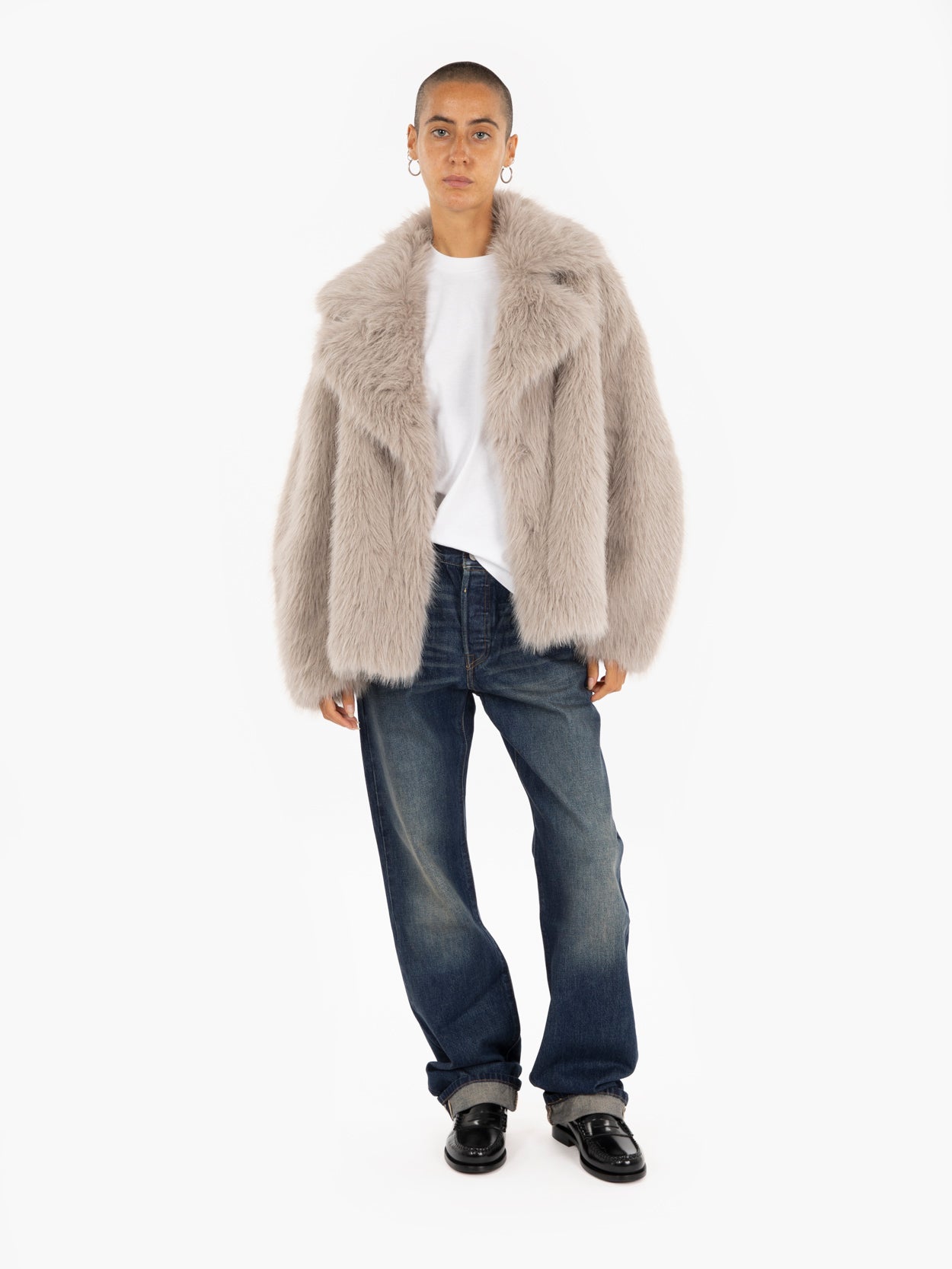 Short beige eco fur