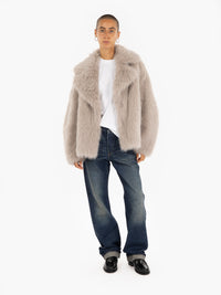 Short beige eco fur