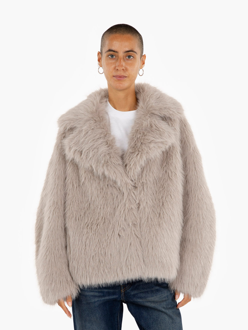 Short beige eco fur