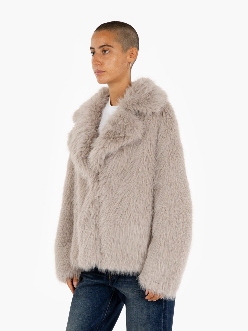 Short beige eco fur