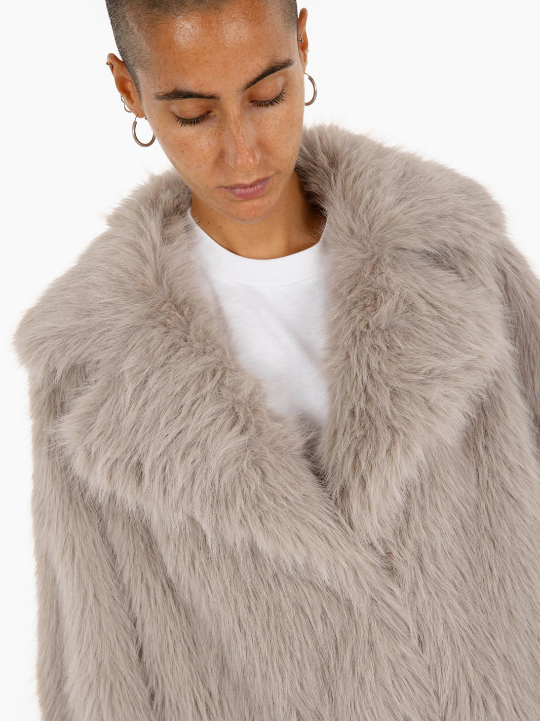 Short beige eco fur