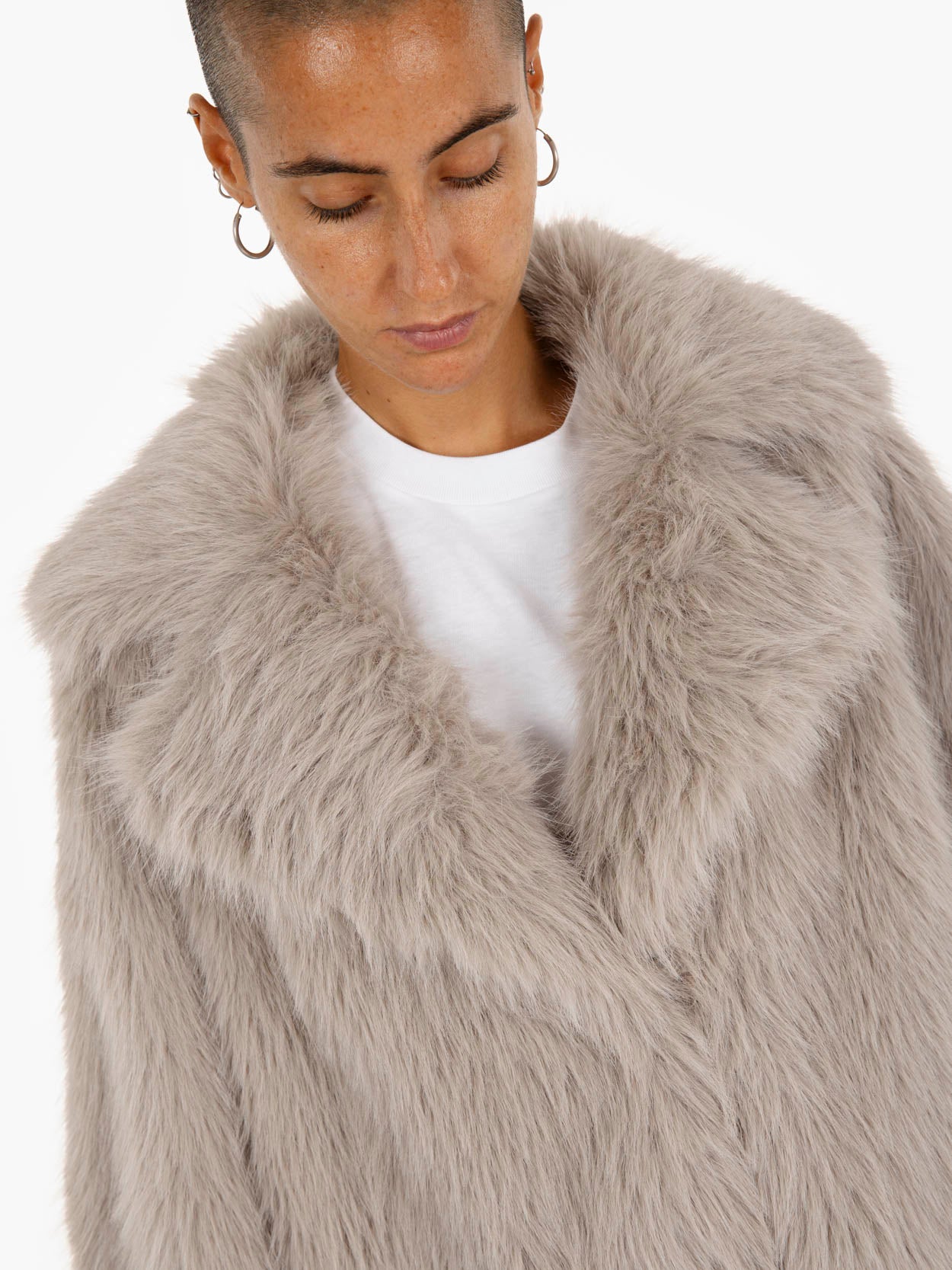 Short beige eco fur