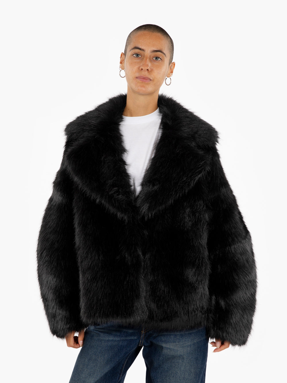 Short black eco fur