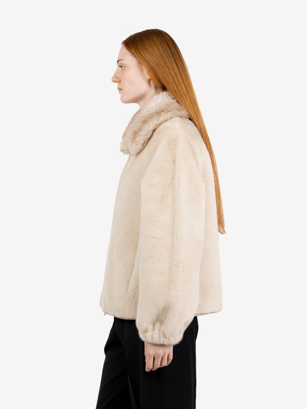 Ecopelliccia Mink con colletto beige