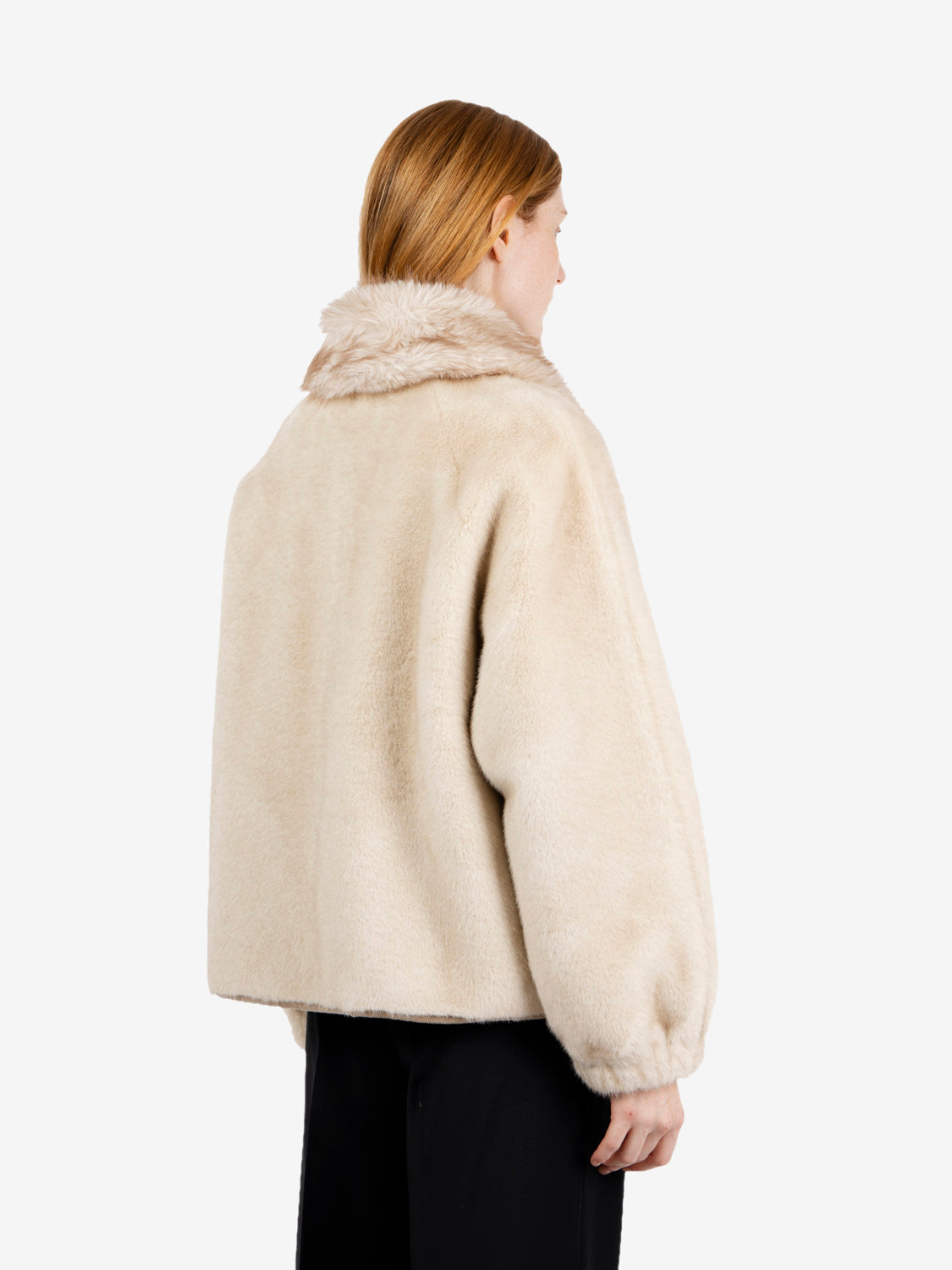 Ecopelliccia Mink con colletto beige