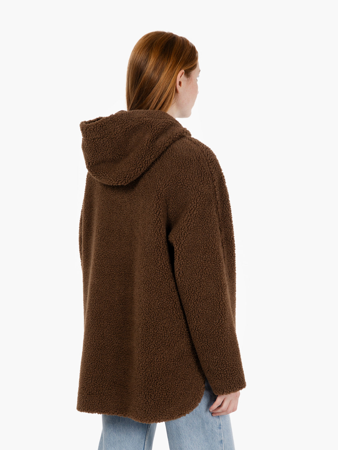 Double-face jacket with dark brown hood