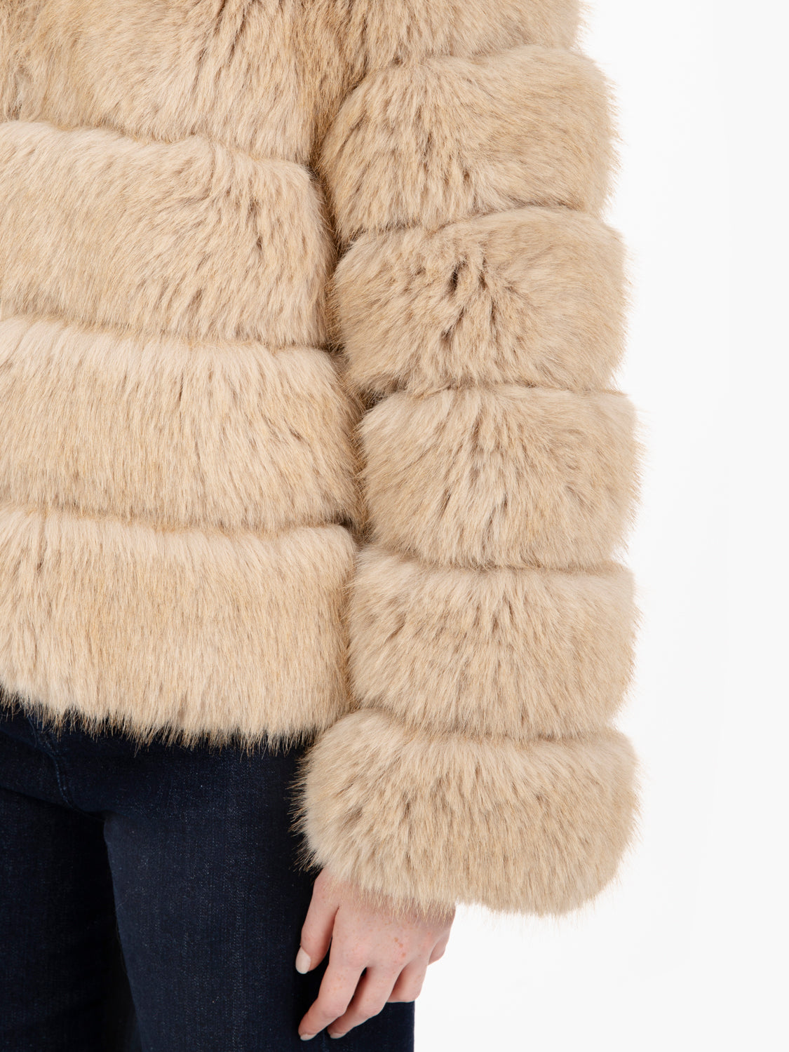 Giacca ecopelliccia con zip beige