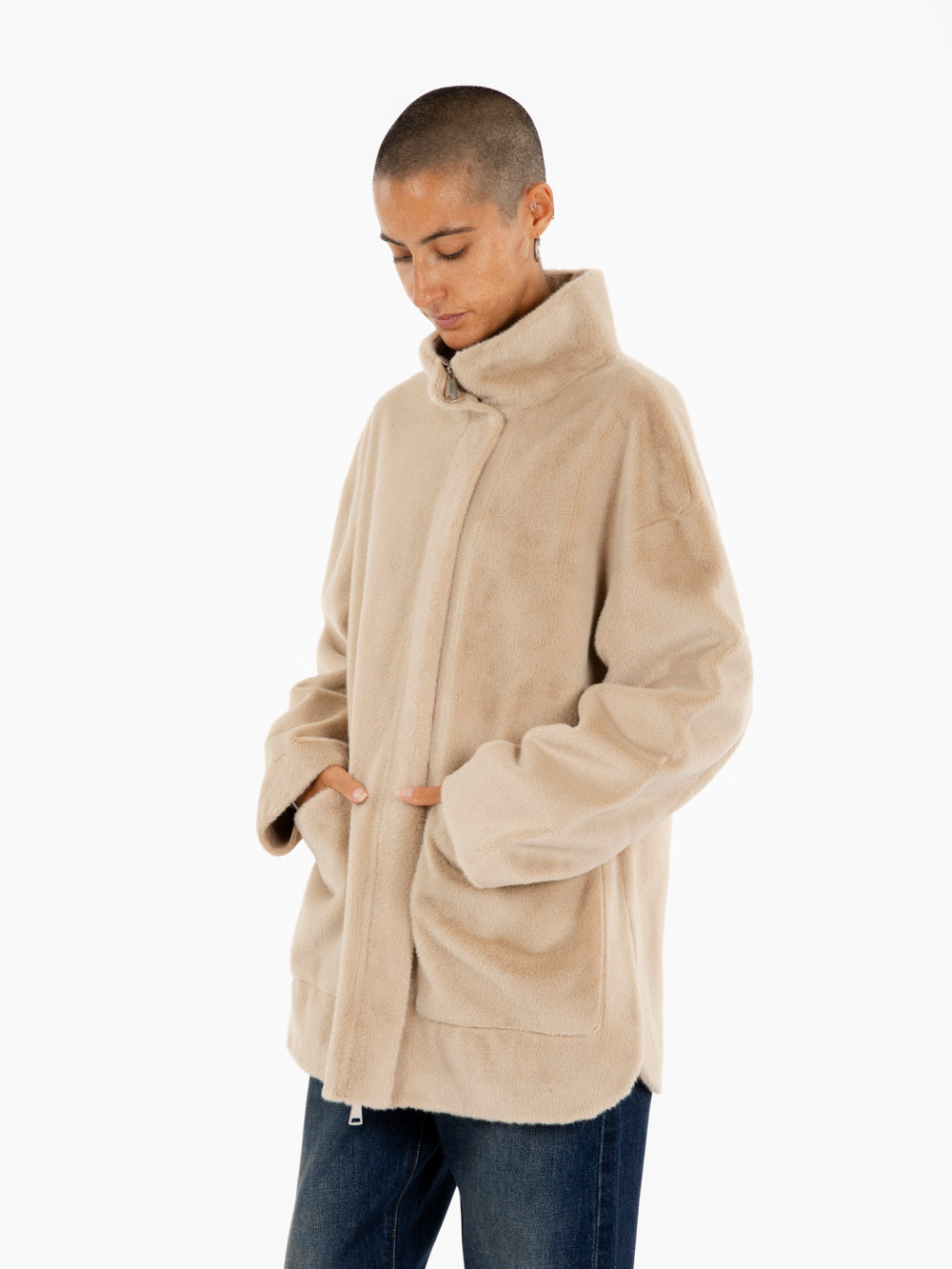 Sand faux fur jacket