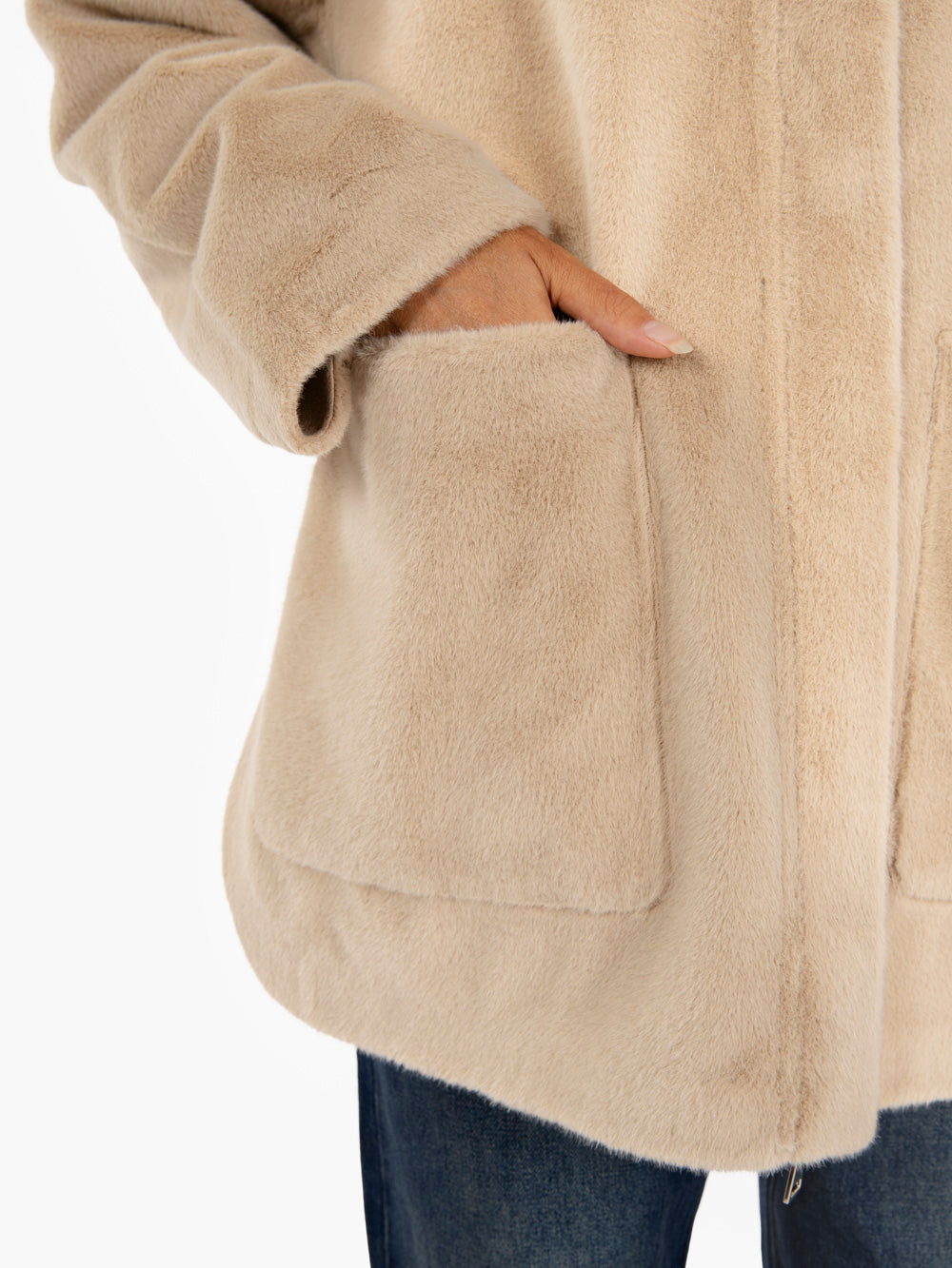 Sand faux fur jacket
