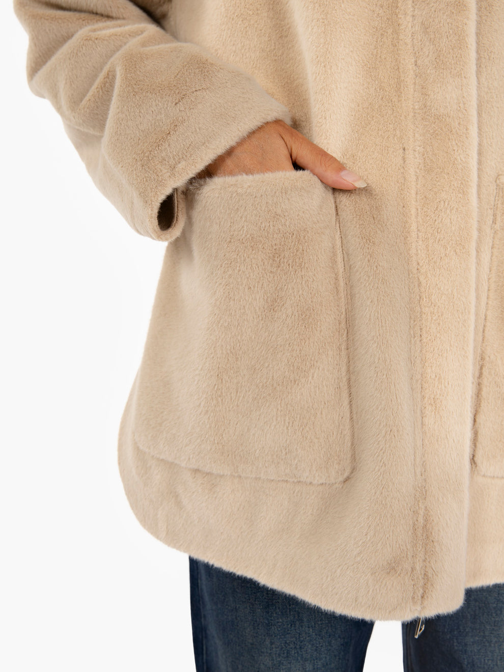 Sand faux fur jacket