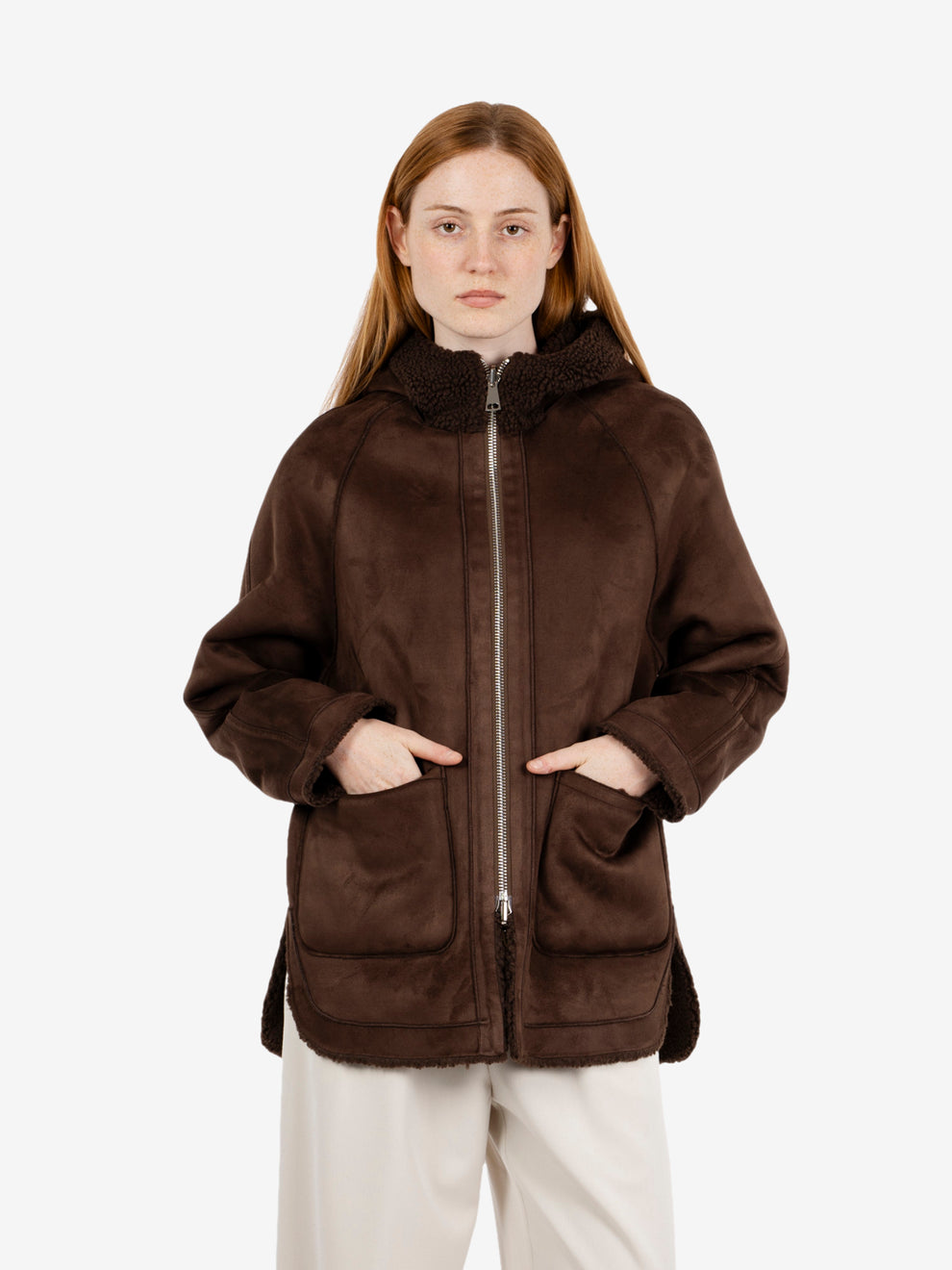 Giacca reversibile con cappuccio marrone