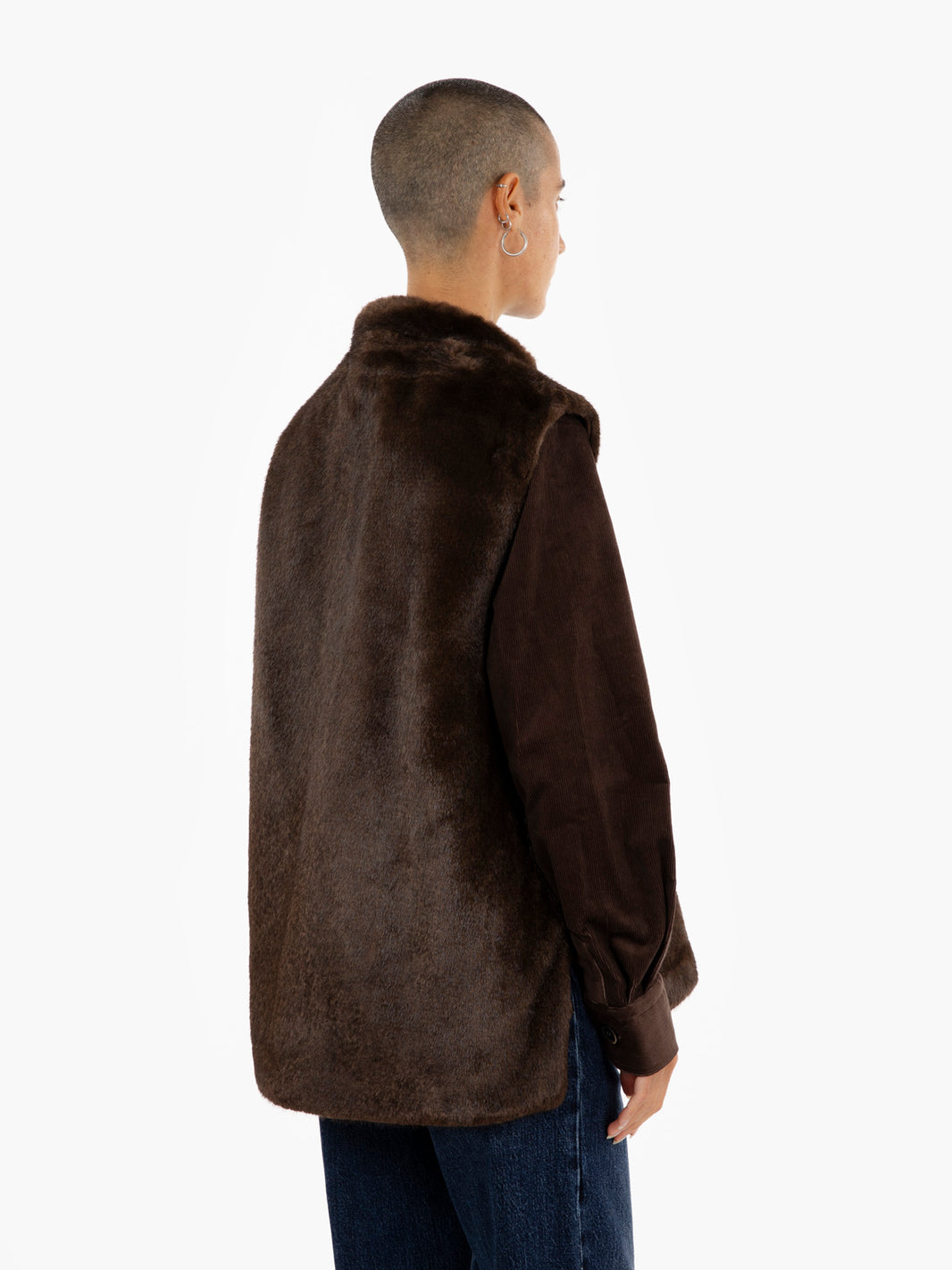 Dark brown faux fur vest