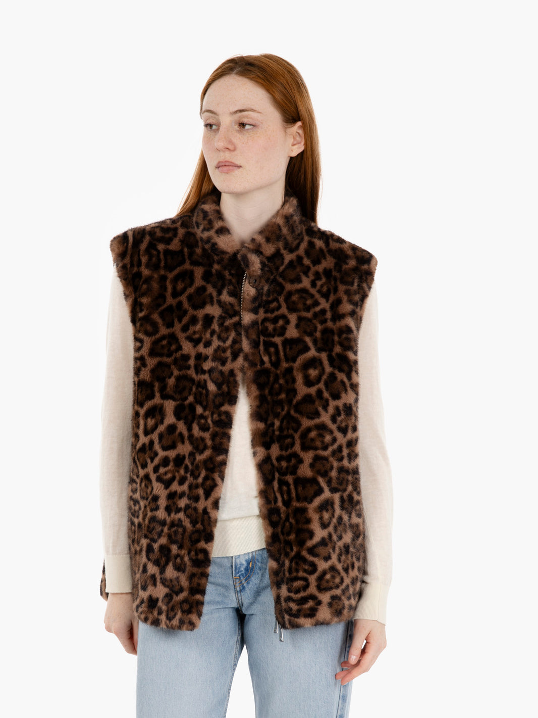 Gilet in ecopelliccia maculato