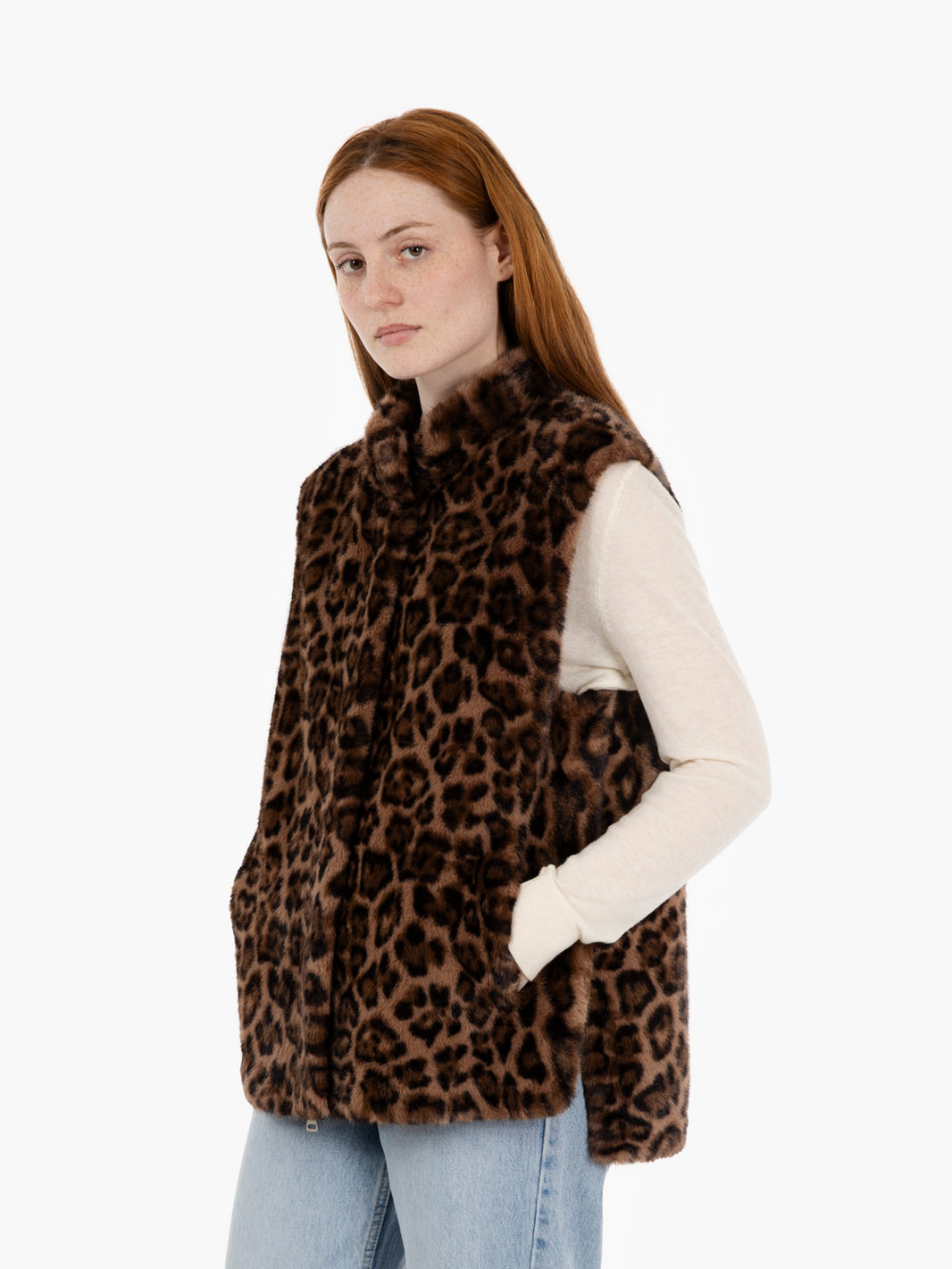 Gilet in ecopelliccia maculato