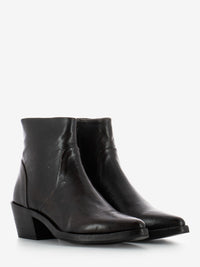 Mascara ankle boots with dark brown leather sole