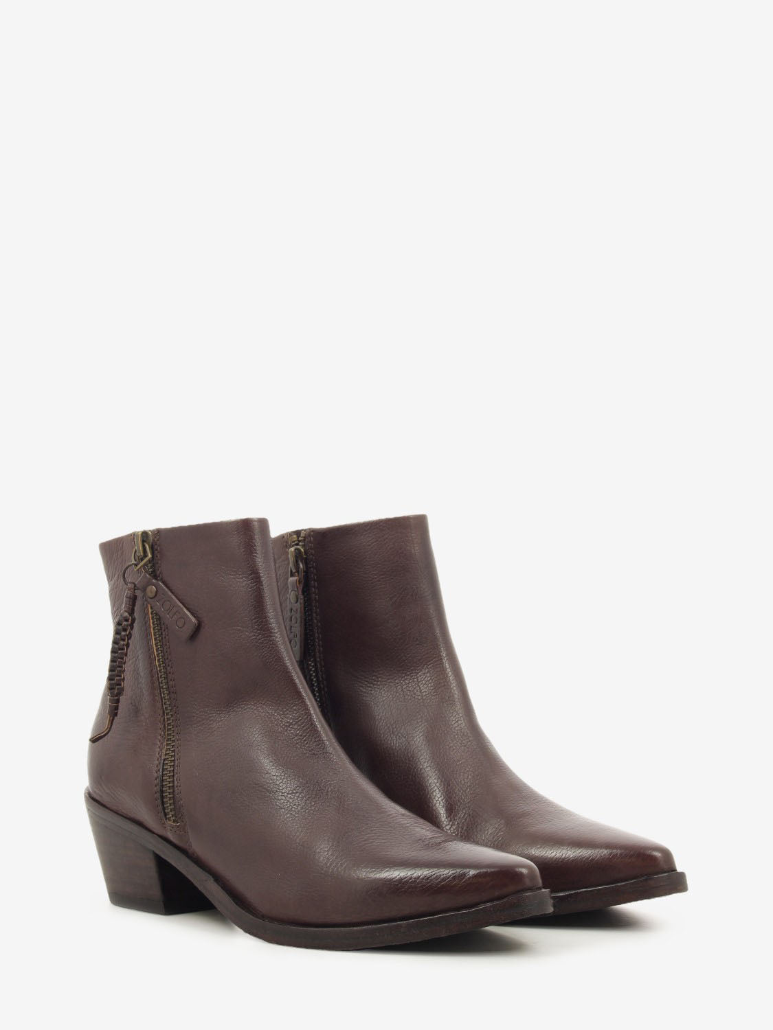Tronchetto texano doppia zip dark brown
