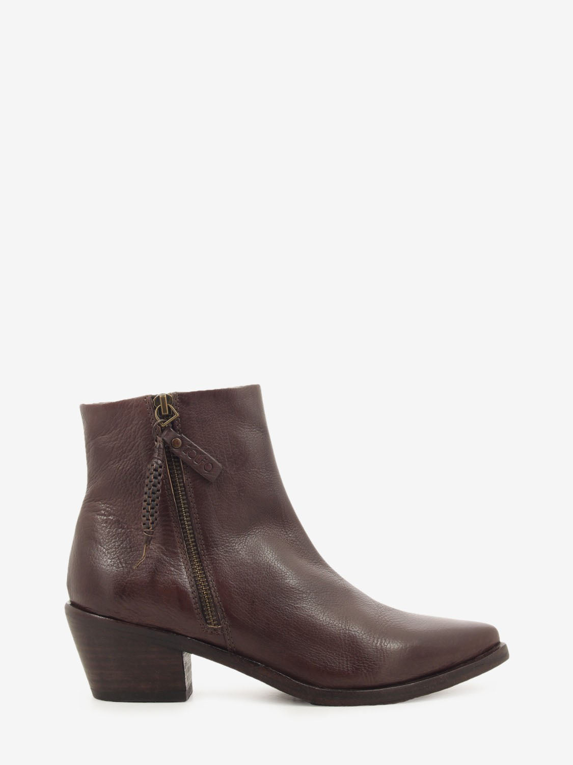 Tronchetto texano doppia zip dark brown