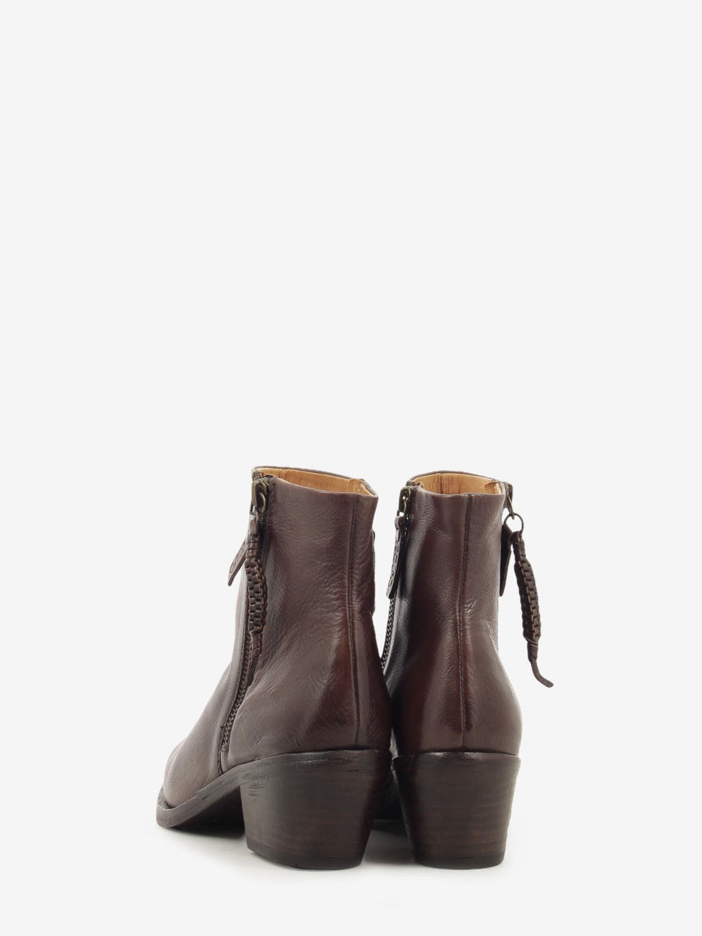 Tronchetto texano doppia zip dark brown