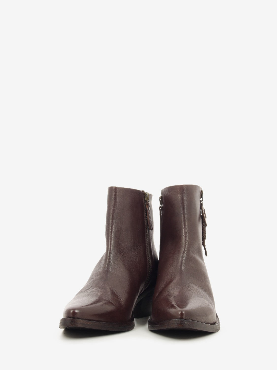Tronchetto texano doppia zip dark brown