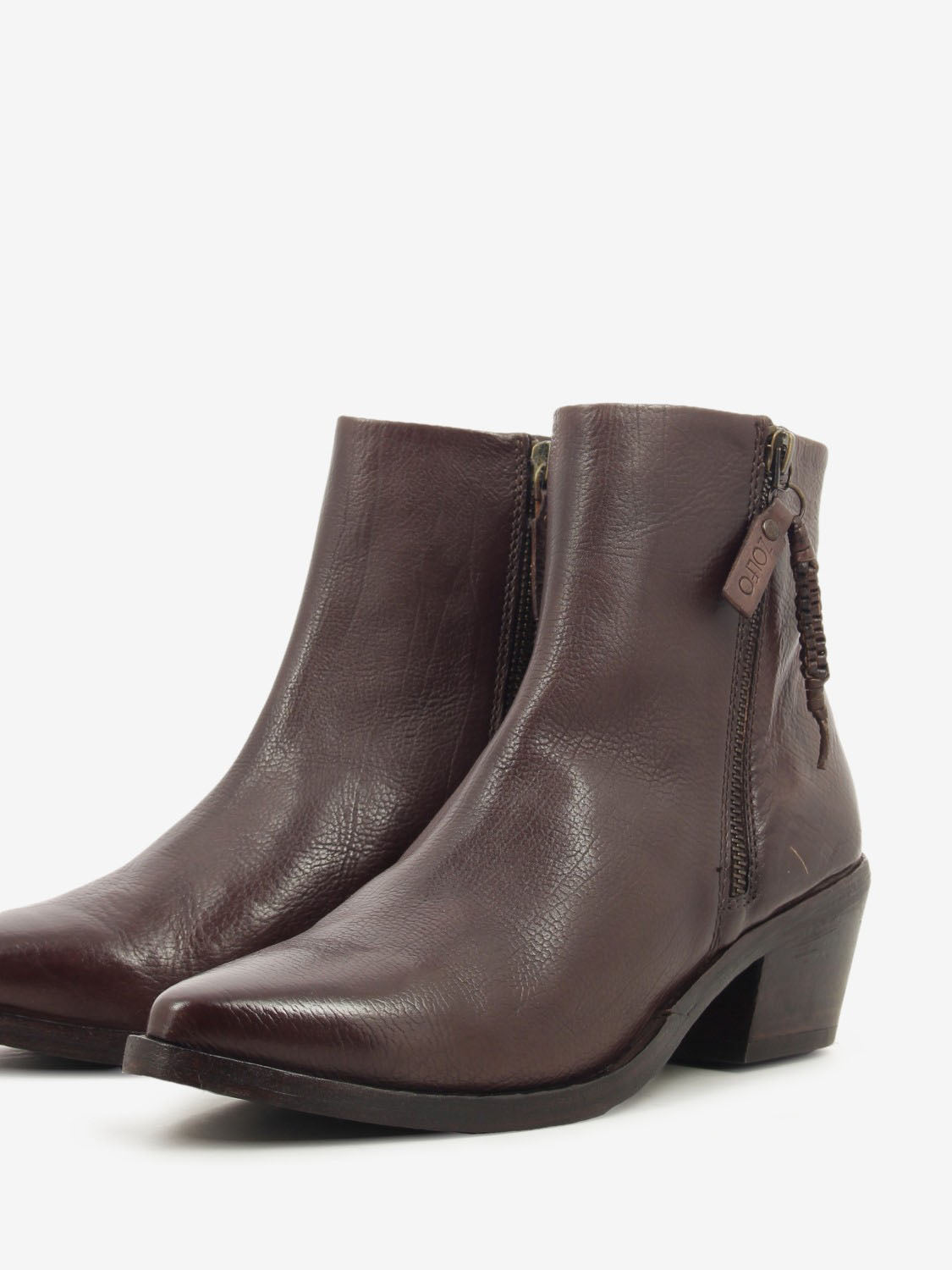 Tronchetto texano doppia zip dark brown
