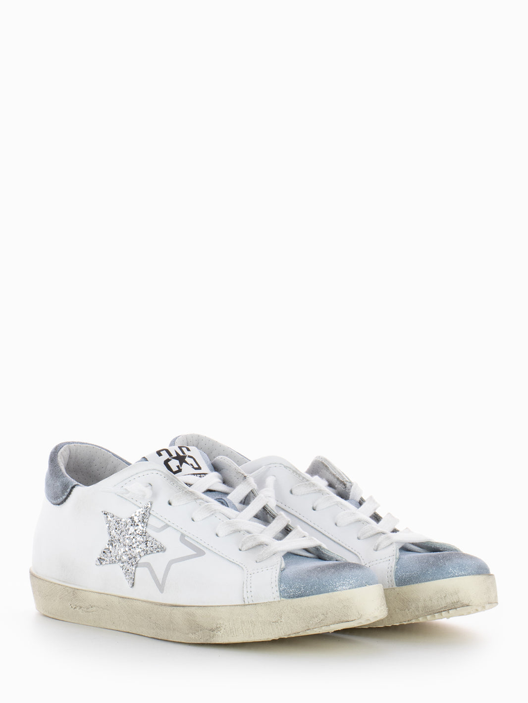 Low sneakers white / light blue crust