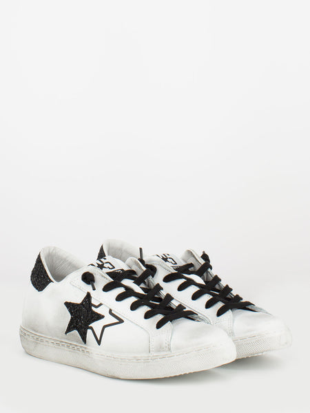 Sneakers low bianco / nero glitter